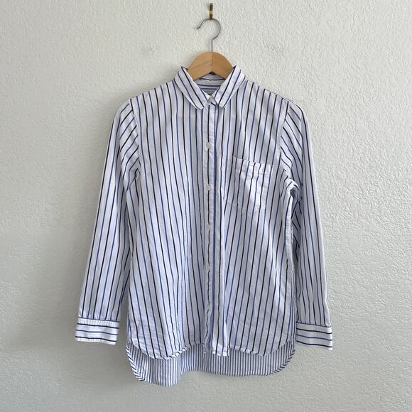 Madewell Classic Ex-Boyfriend Shirt Blue &‎ White Mixed Stripe Button Down Small - Picture 2 of 8